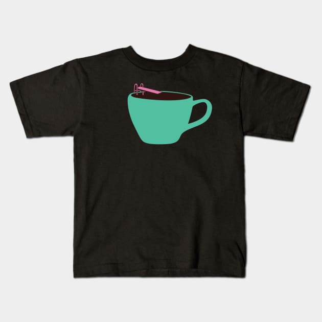 Drawing Cute Coffee Pool Kids T-Shirt by hannahalras